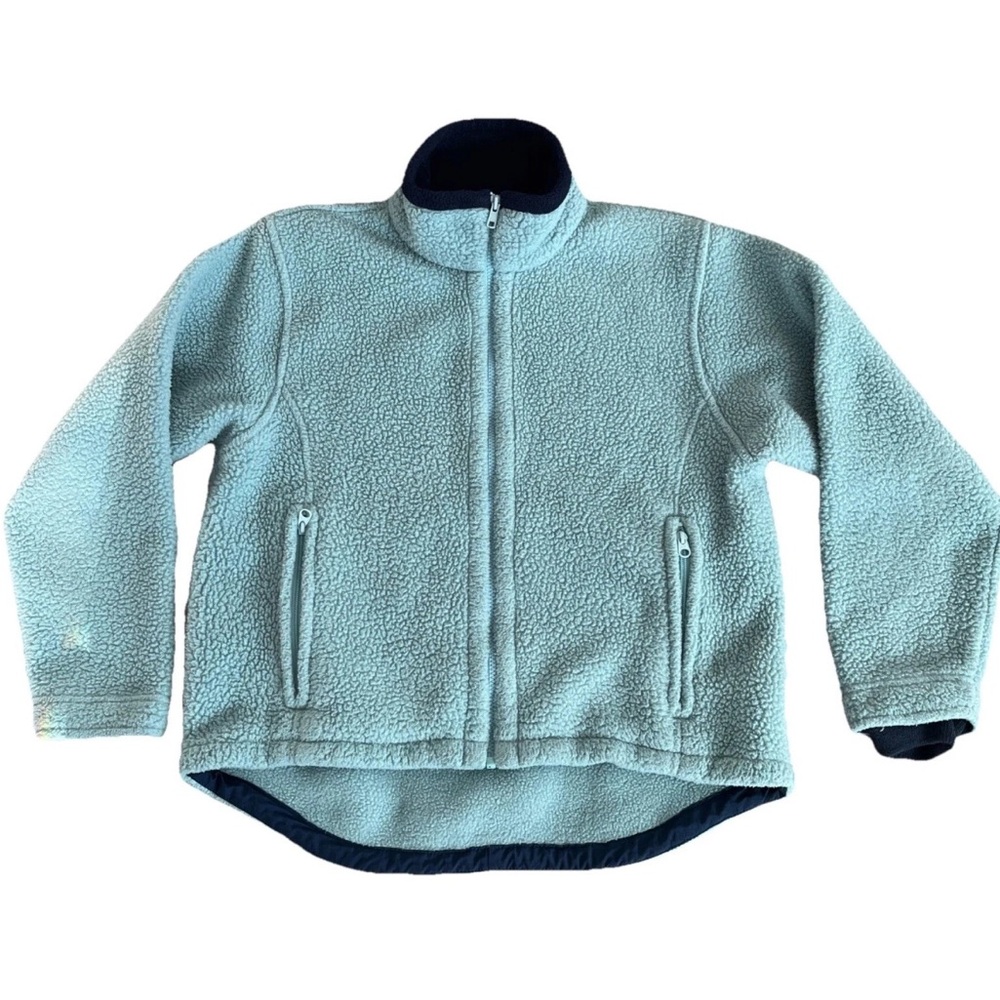 Vintage L.L. Bean Sherpa Blue Bomber Jacket Women’s Fits S/M 90s Full Zip Coat